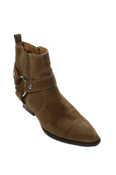 MARC FISHER LTD Womens Suede Zippered Heeled Ankle Boots Brown Size 7.5