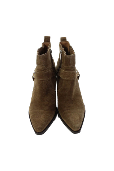 MARC FISHER LTD Womens Suede Zippered Heeled Ankle Boots Brown Size 7.5