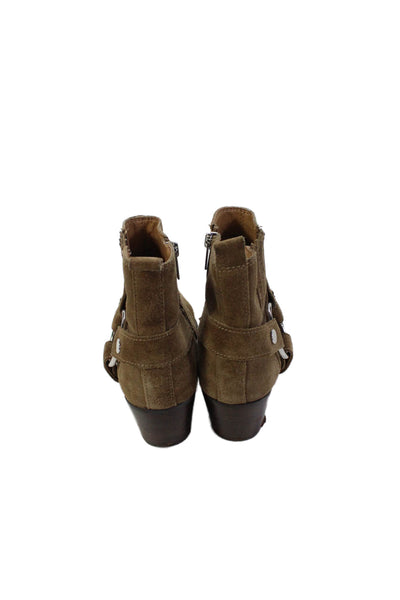 MARC FISHER LTD Womens Suede Zippered Heeled Ankle Boots Brown Size 7.5