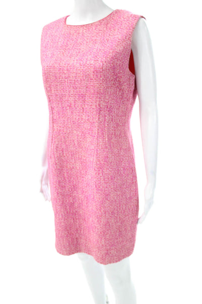 Elie Tahari Women Sheath Dress Pink Sleeveless Round Neck Knee Length Size 10