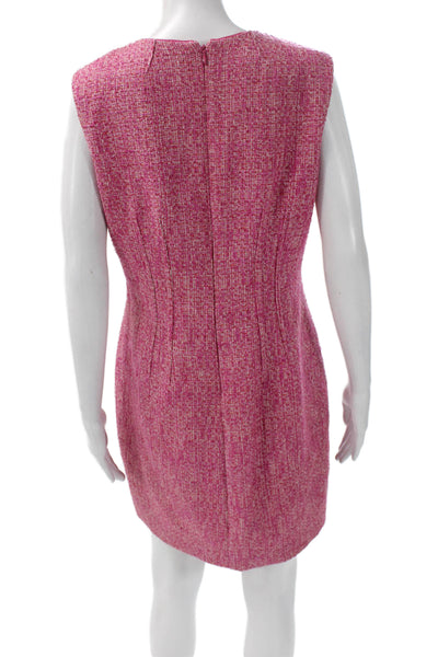 Elie Tahari Women Sheath Dress Pink Sleeveless Round Neck Knee Length Size 10