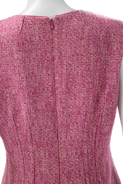 Elie Tahari Women Sheath Dress Pink Sleeveless Round Neck Knee Length Size 10