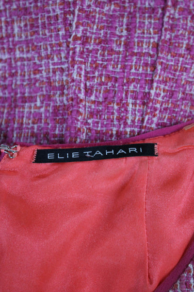 Elie Tahari Women Sheath Dress Pink Sleeveless Round Neck Knee Length Size 10