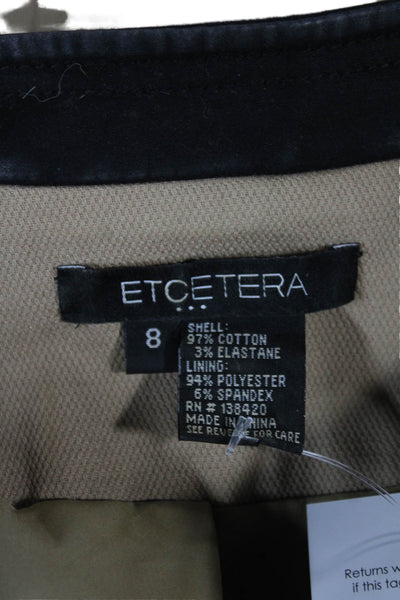 Etcetera Women Military Jacket Beige Zip Long Sleeve Size 8