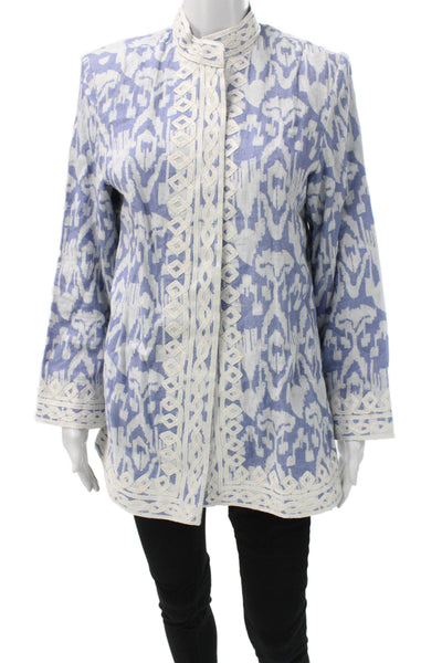 Bella Tu Womens Multicolor Ikat Linen Basic Jacket Longsleeve Size L