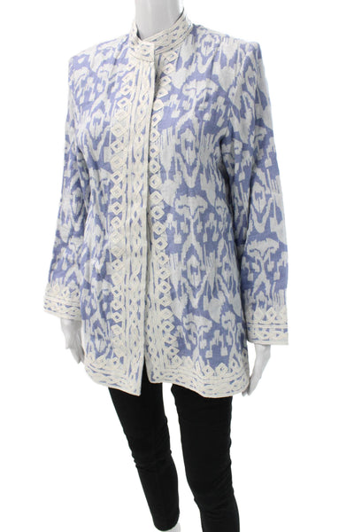 Bella Tu Womens Multicolor Ikat Linen Basic Jacket Longsleeve Size L
