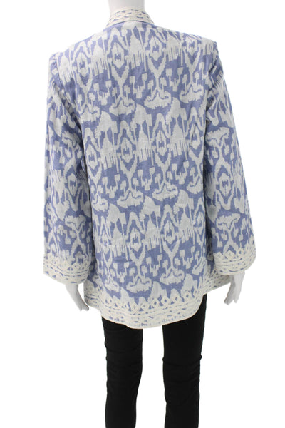 Bella Tu Womens Multicolor Ikat Linen Basic Jacket Longsleeve Size L