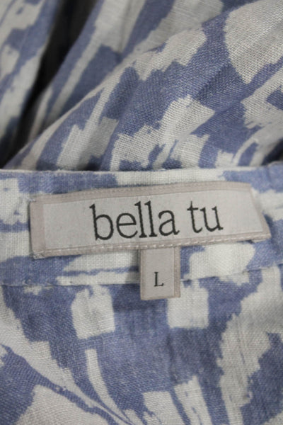 Bella Tu Womens Multicolor Ikat Linen Basic Jacket Longsleeve Size L