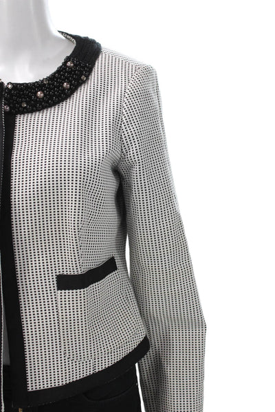Etcetera Womens Black Geometric Cotton Jacket Long Sleeve Size 8