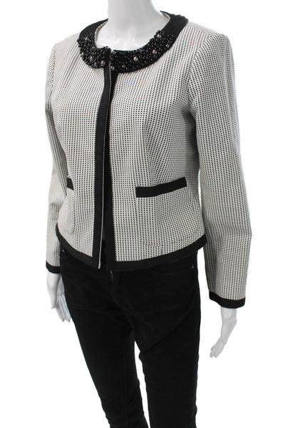 Etcetera Womens Black Geometric Cotton Jacket Long Sleeve Size 8