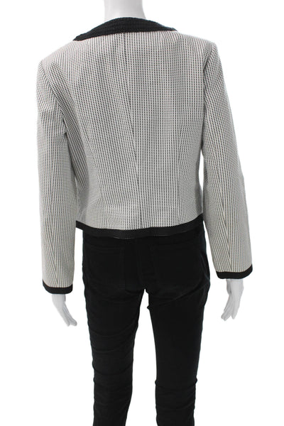 Etcetera Womens Black Geometric Cotton Jacket Long Sleeve Size 8