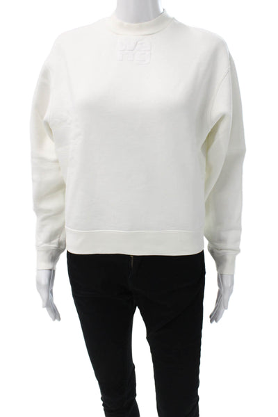 T Alexander Wang Womens Pullover Sweatshirt White Mock Neck Long Sleeve Size S