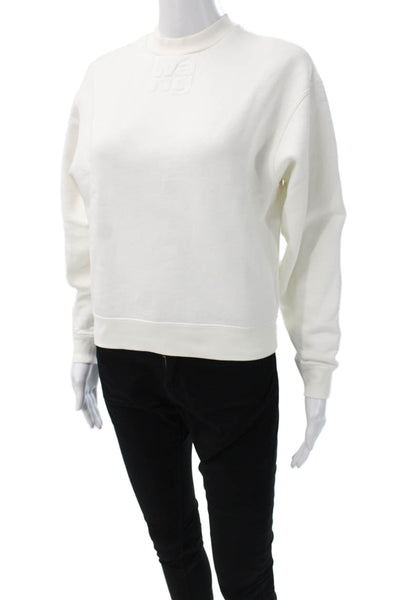 T Alexander Wang Womens Pullover Sweatshirt White Mock Neck Long Sleeve Size S