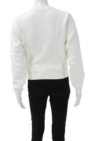 T Alexander Wang Womens Pullover Sweatshirt White Mock Neck Long Sleeve Size S
