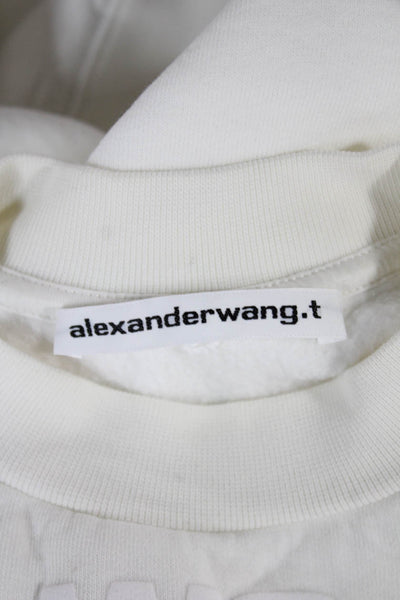 T Alexander Wang Womens Pullover Sweatshirt White Mock Neck Long Sleeve Size S