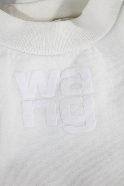 T Alexander Wang Womens Pullover Sweatshirt White Mock Neck Long Sleeve Size S