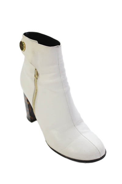 Stella McCartney Womens Tortoise Shell Heel Ankle Boots White Suze 38.5 8.5