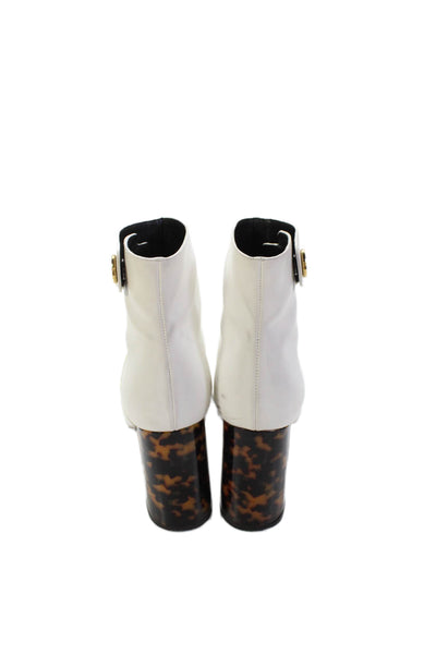 Stella McCartney Womens Tortoise Shell Heel Ankle Boots White Suze 38.5 8.5