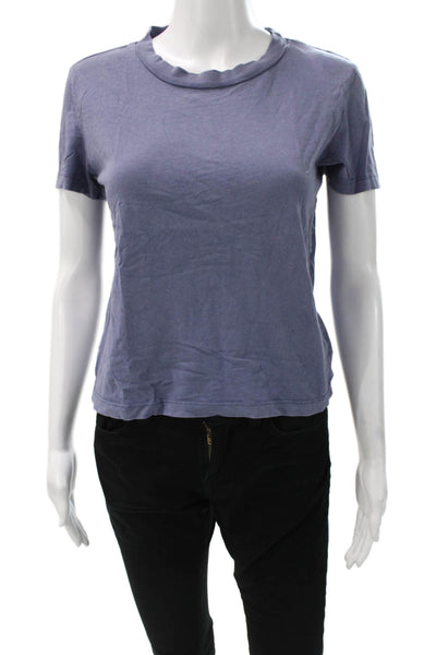 Zara Womens Basic Cotton Blue Short Sleeve Round Neck T-Shirt Size S