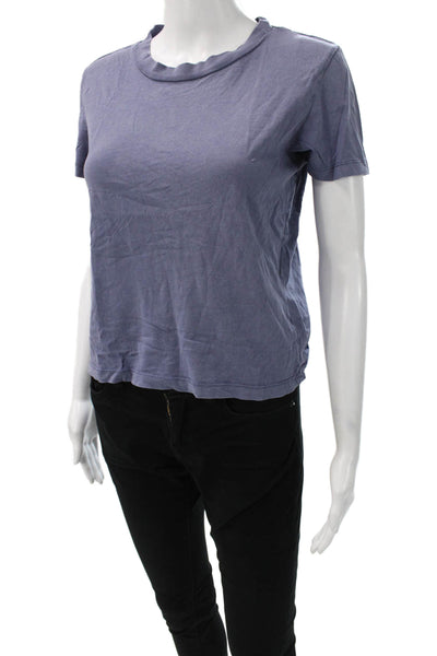 Zara Womens Basic Cotton Blue Short Sleeve Round Neck T-Shirt Size S