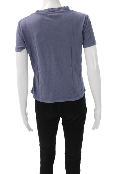 Zara Womens Basic Cotton Blue Short Sleeve Round Neck T-Shirt Size S
