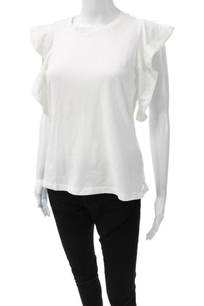 Allsaints Womens Basic White Cotton Crew Neck T Shirt Size 4