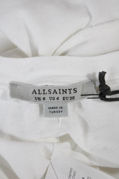 Allsaints Womens Basic White Cotton Crew Neck T Shirt Size 4
