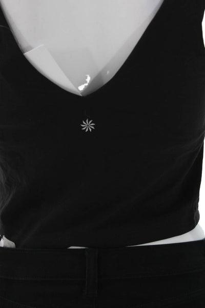 Athleta Women Cropped V-Neck Tank Black Size L