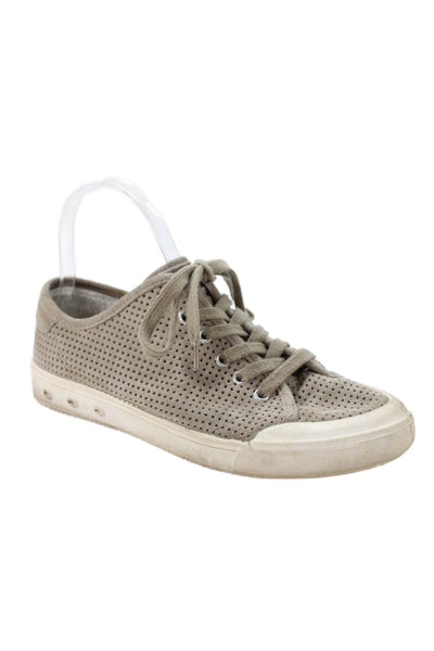 Rag & Bone Womens Suede Perforated Lace Up Low Top Sneakers Beige Size 8.5