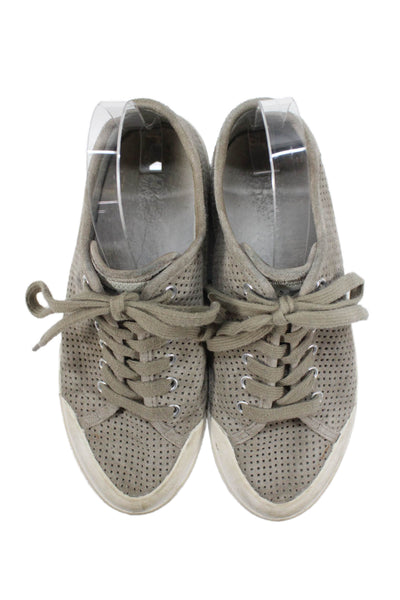 Rag & Bone Womens Suede Perforated Lace Up Low Top Sneakers Beige Size 8.5