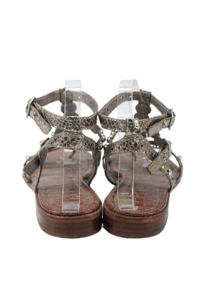 Sam Edelman Womens Studded Ankle Strap Sandals Silver Size 8.5 Medium