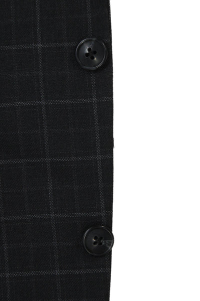 Alan Flusser Men Gray Check Blazer Button Closure Size 42