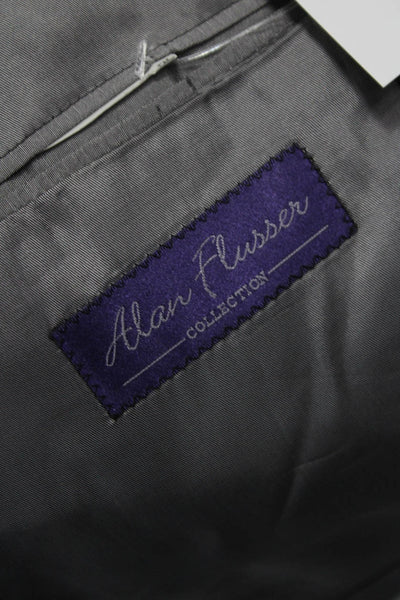 Alan Flusser Men Gray Check Blazer Button Closure Size 42