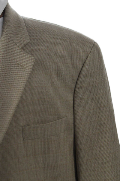 Lauren Ralph Lauren Mens Beige Wool Check Blazer Button Closure Size 44