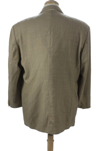 Lauren Ralph Lauren Mens Beige Wool Check Blazer Button Closure Size 44
