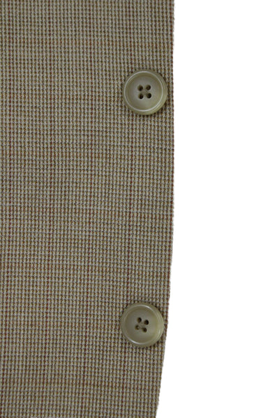 Lauren Ralph Lauren Mens Beige Wool Check Blazer Button Closure Size 44