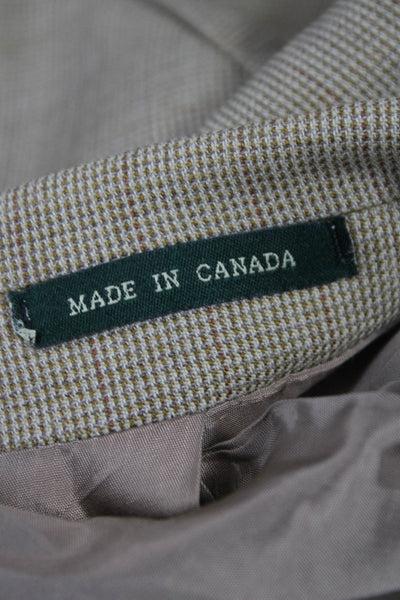 Lauren Ralph Lauren Mens Beige Wool Check Blazer Button Closure Size 44