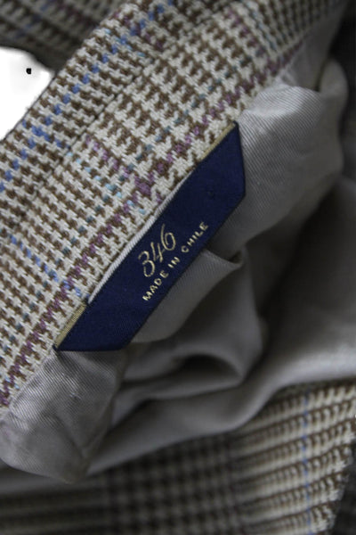 346 Brooks Brothers Mens Plaid Silk Wool Blazer Sport Coat Beige Size 42