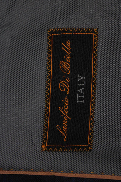 Tiglio Mens 2 Button Plaid Wool Blue Blazer Size 54