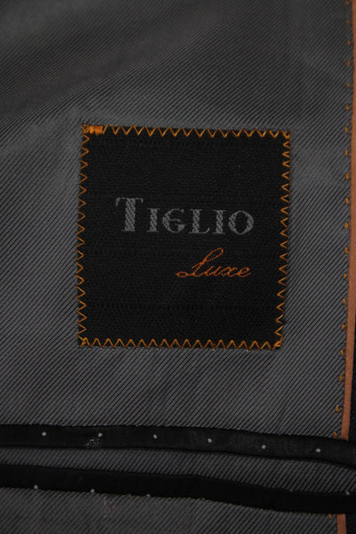 Tiglio Mens 2 Button Plaid Wool Blue Blazer Size 54
