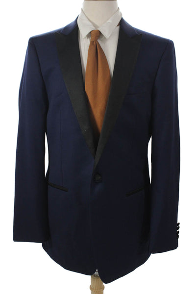 Calvin Klein Mens Tuxedo Jacket Blue Wool Button Solid Size 42