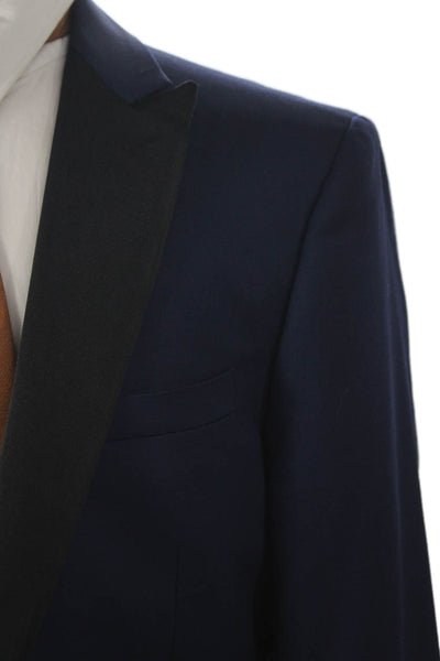 Calvin Klein Mens Tuxedo Jacket Blue Wool Button Solid Size 42