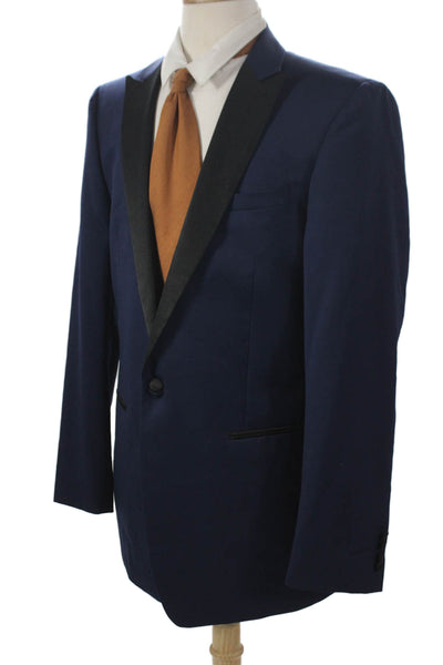 Calvin Klein Mens Tuxedo Jacket Blue Wool Button Solid Size 42