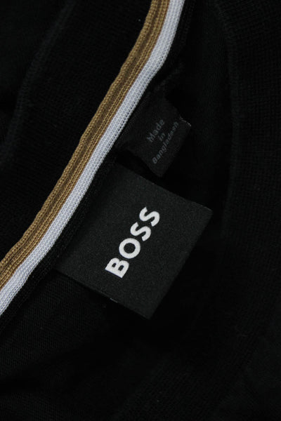 BOSS Mens Black Cotton Crew Neck Short Sleeve Shirt Solid Size L