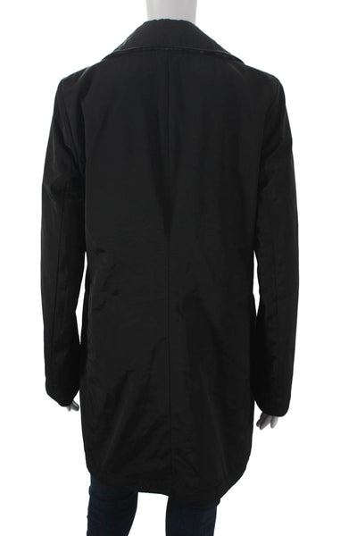 Jane Post Women Rain Coat Black Animal Print Polyester Button Size S