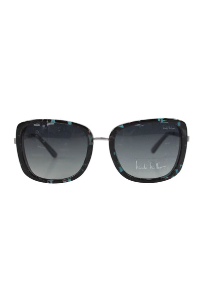 Nicole Miller Womens Rachel Tortoise Shell Print Oversized Sunglasses Black