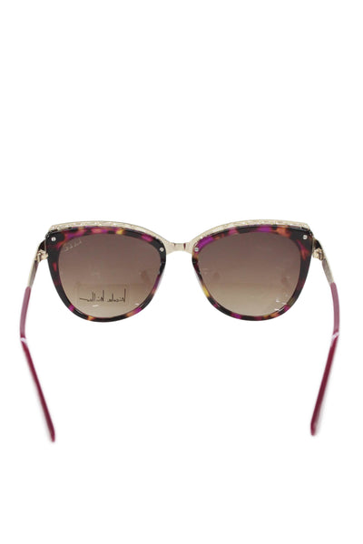 Nicole Miller Womens Tortoise Shell Print Cate Eye Oversized Sunglasses Purple
