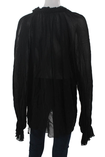 Nostrasantissima Women Tunic Blouse Black V-Neck Long-sleeve Size 40