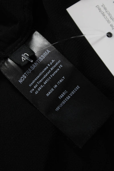 Nostrasantissima Women Tunic Blouse Black V-Neck Long-sleeve Size 40