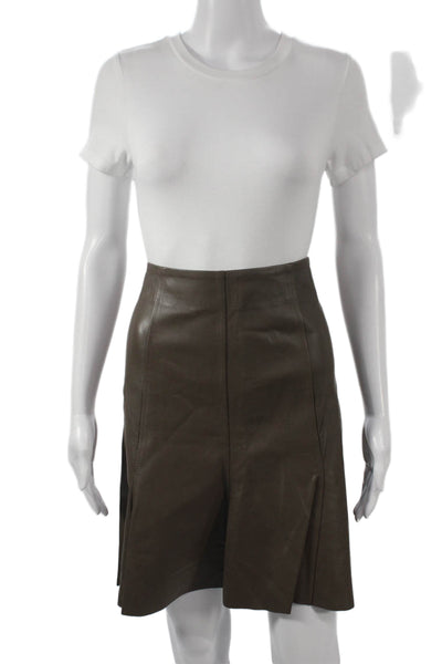 Stills Womens A-Line Mini Leather Skirt Brown Zip Size 8